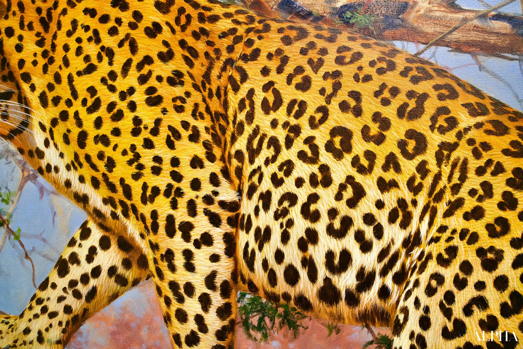 Léopard dans un arbre | 150 x 100 cm Reproductions de tableaux à la peinture à l’huile