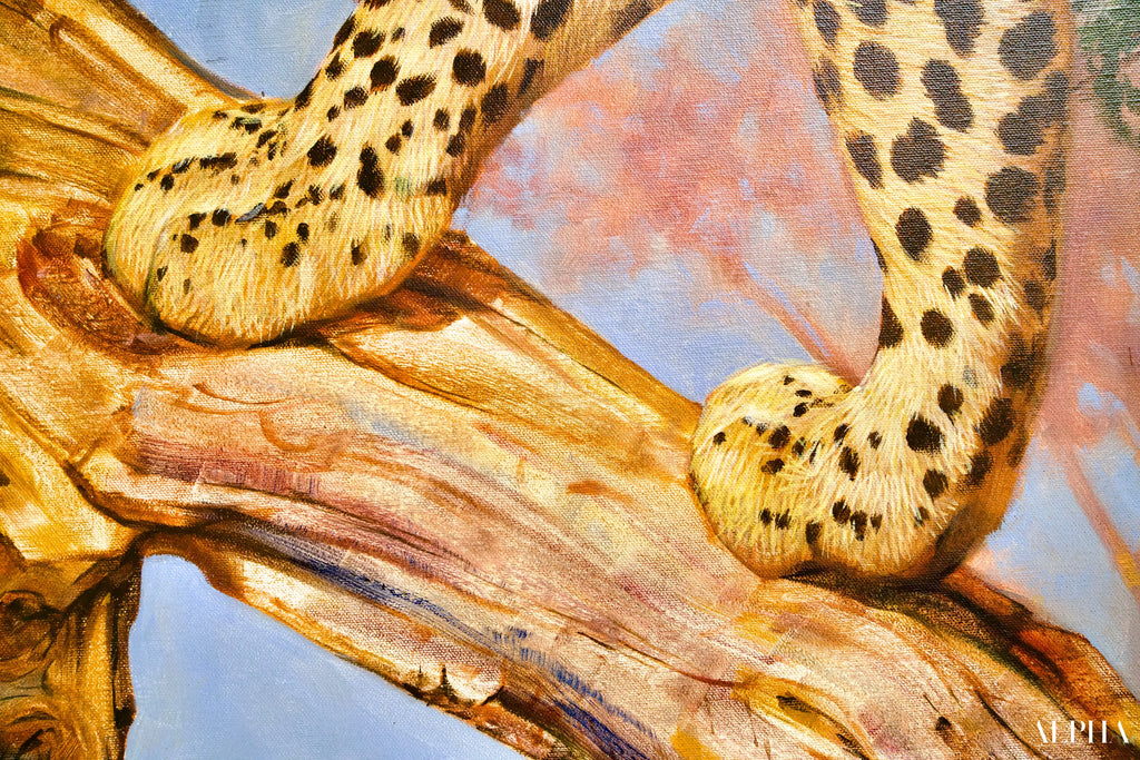 Léopard dans un arbre | 150 x 100 cm Reproductions de tableaux à la peinture à l’huile