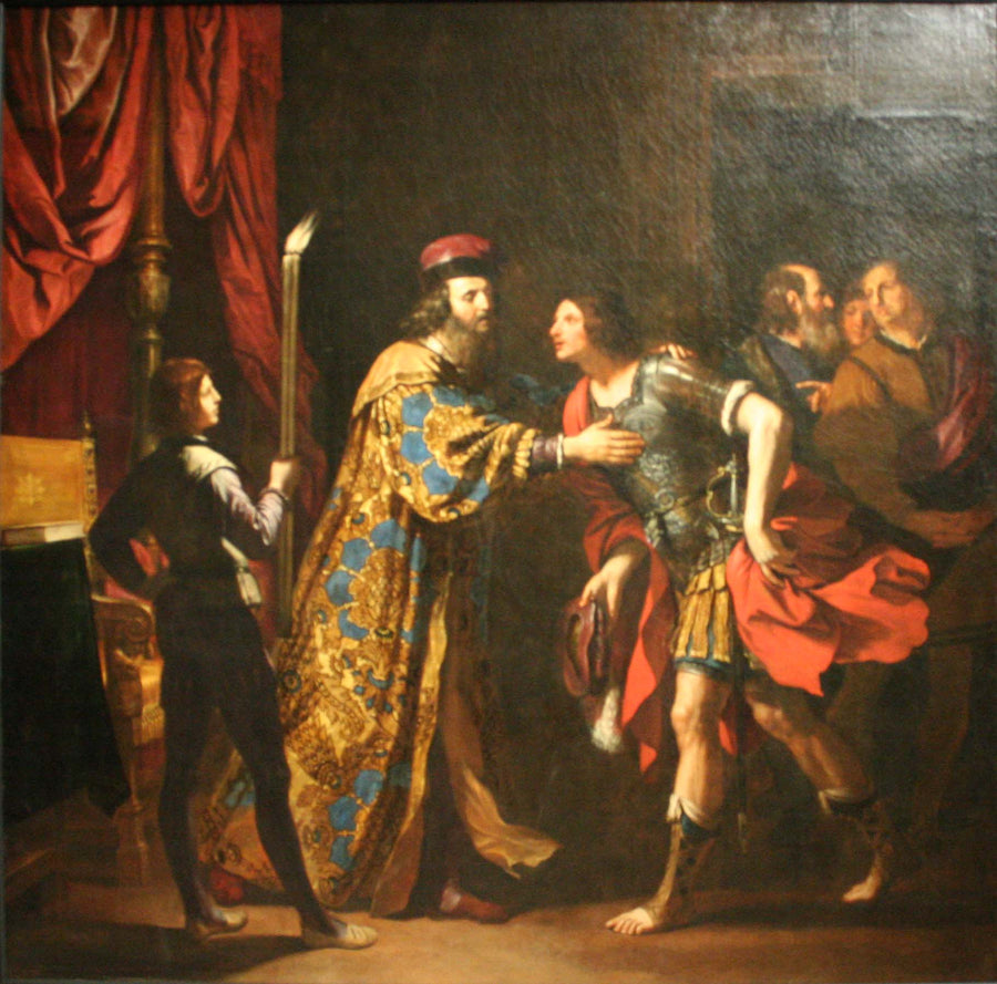 Catonin Utiken lähettäminen poikansa hyväksi - Guercino