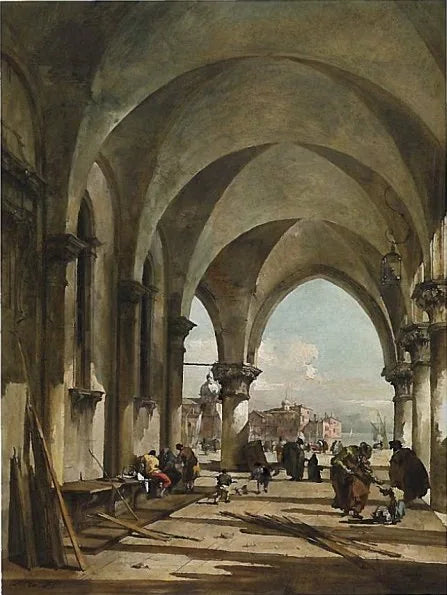 Palatsin holvit Dodge, Venetsia, kohti San Giorgio Maggiore - Francesco Guardi