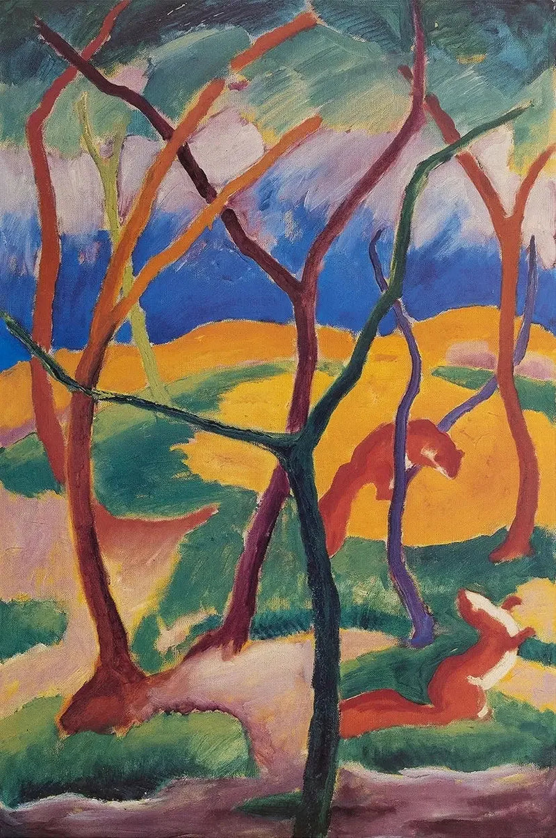 Pienet näätäeläimet leikkivät - Franz Marc