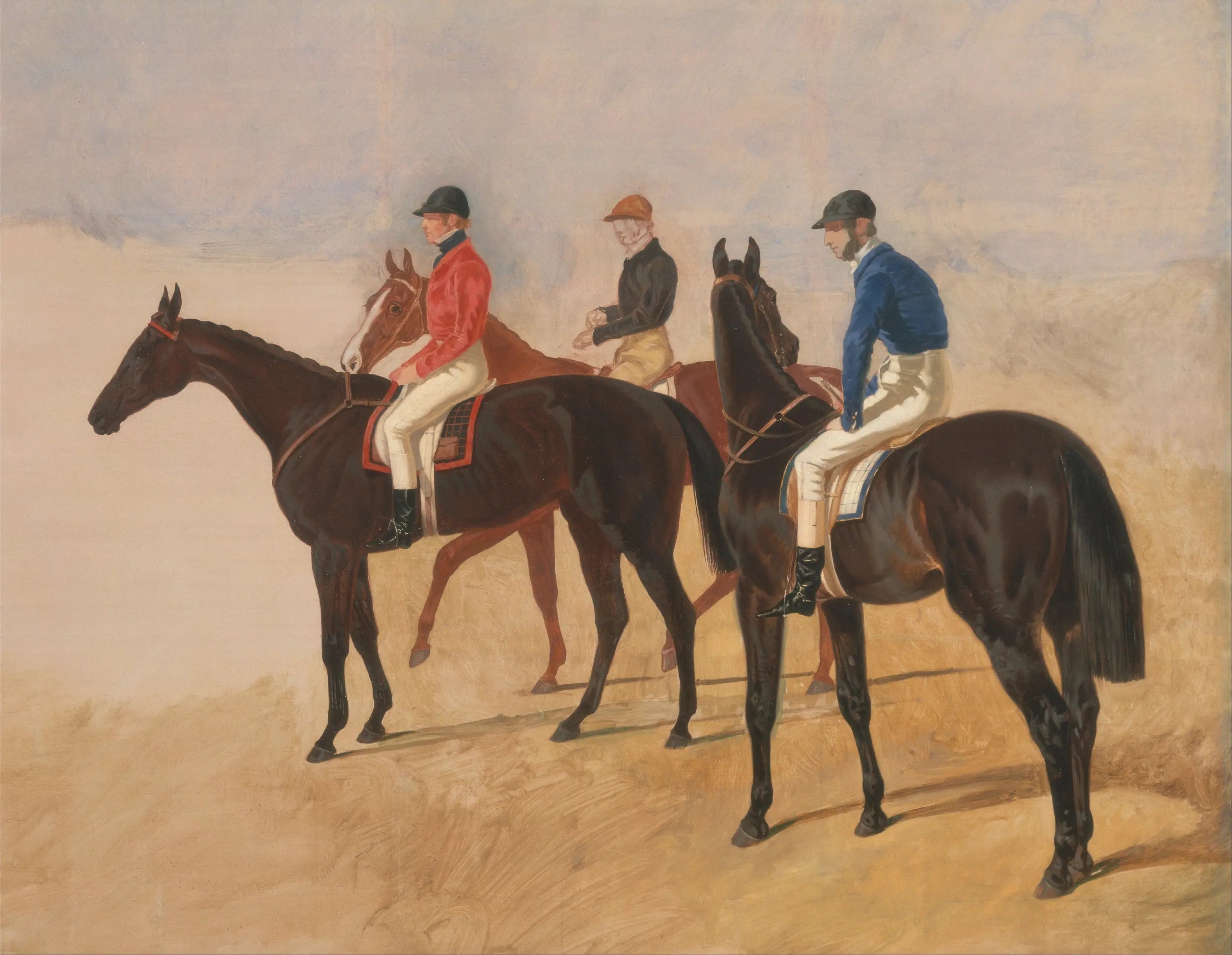 Les cracks du steeple-chase : Allen McDonough sur Brunette Tom Oliver sur Discount et Jem Mason sur Lottery - John