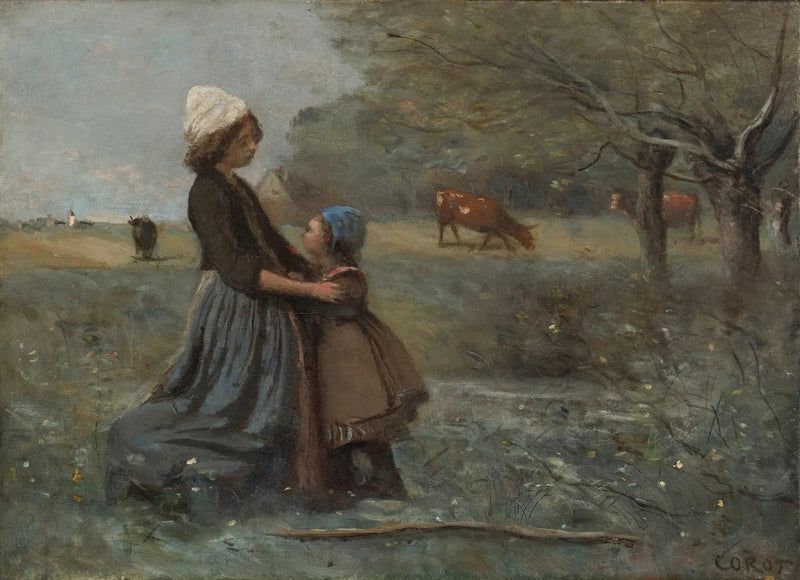 Kaksi sisarta niityllä - Jean-Baptiste Camille Corot