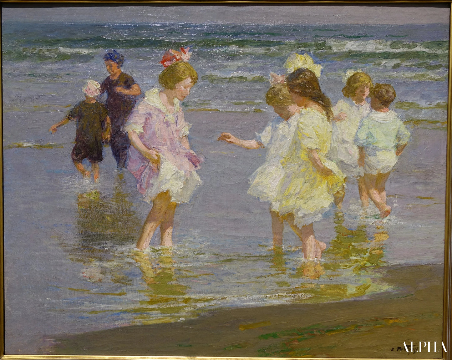 Lapset lätäkössä - Edward Henry Potthast - Korkealaatuiset taulujen ja maalauksien reproduktiot