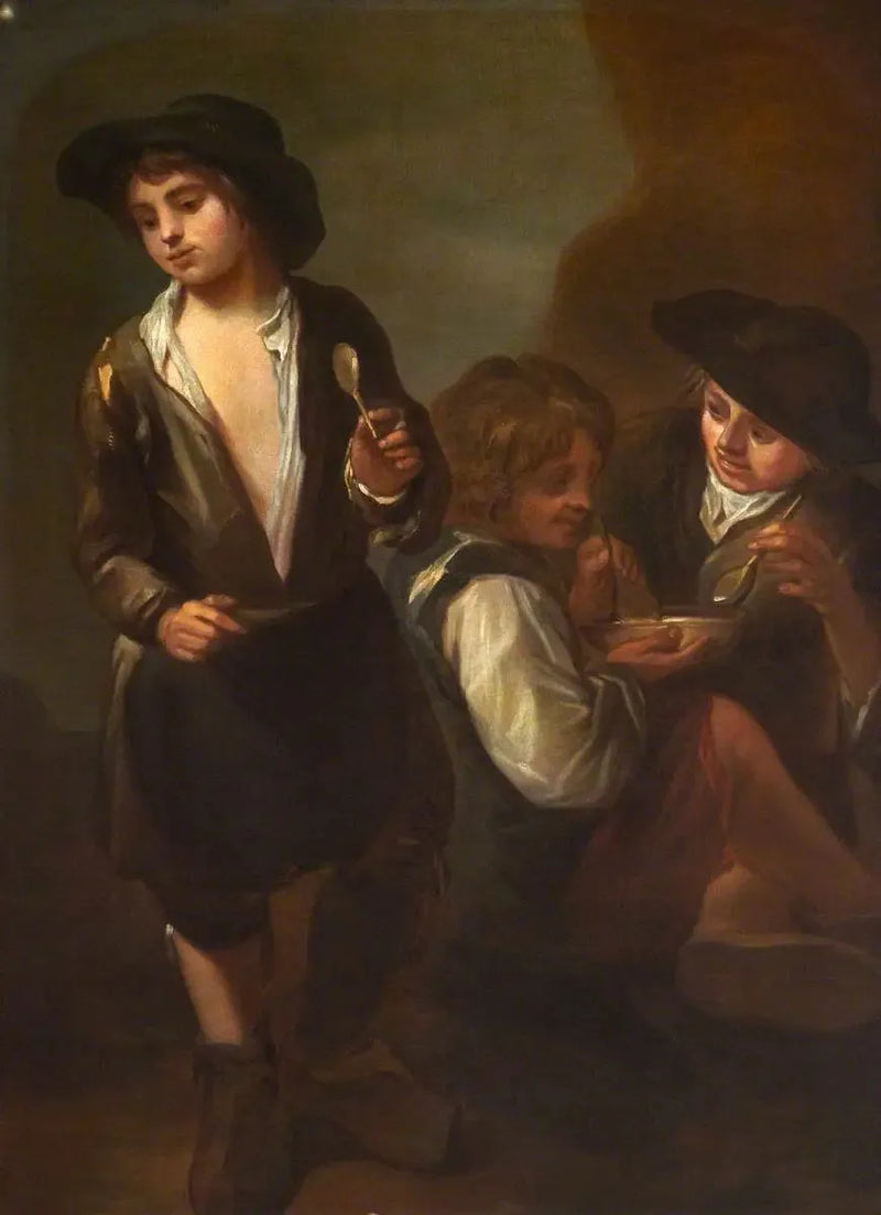 Katujen lapset syövät (diptyykki, vasemmanpuoleinen paneeli) - Bartolomé Esteban Murillo