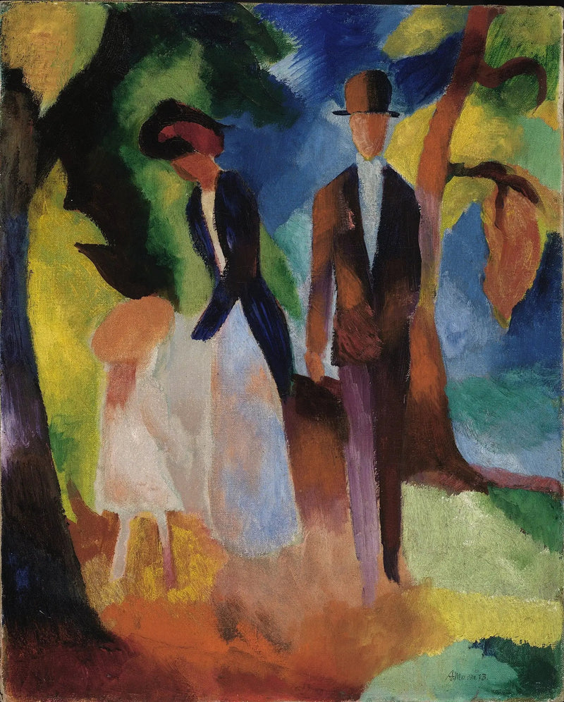 Ihmiset sinisen järven rannalla - August Macke