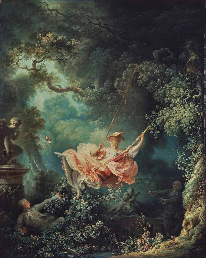 Onnelliset sattumat keinuvaunussa - Jean-Honoré Fragonard