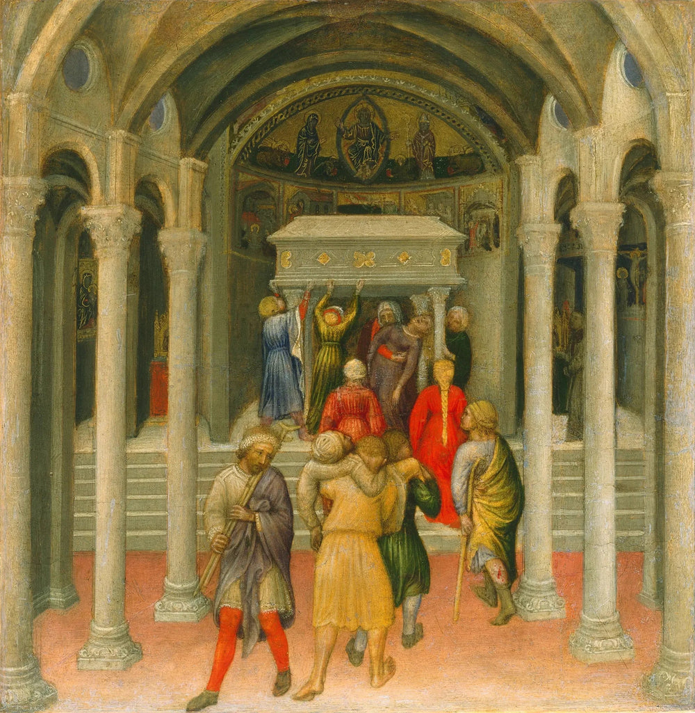 Les infirmes et les malades guéris au tombeau de Saint Nicolas - Gentile da Fabriano image 1 copie peinte à la main à l’huile