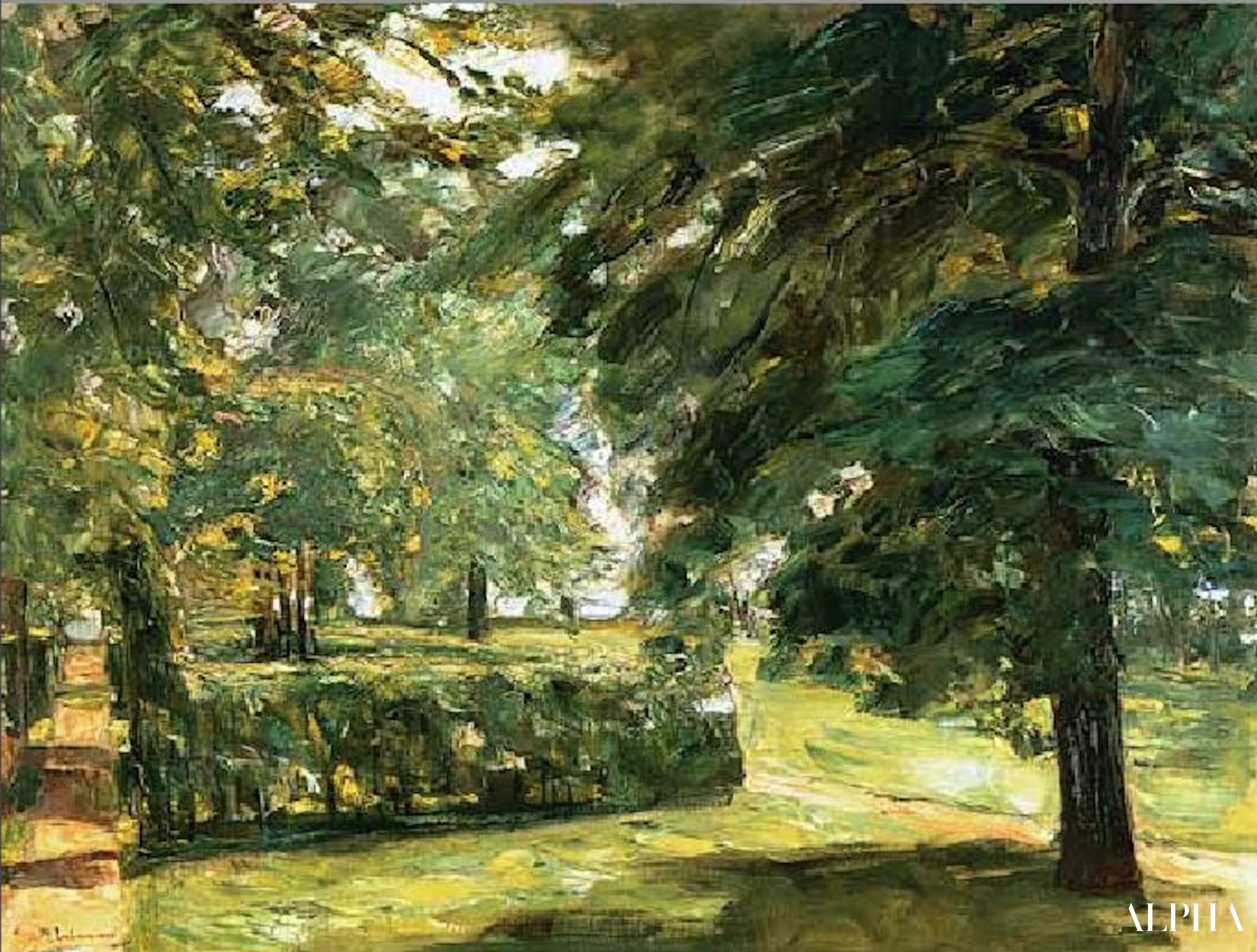 Wannseen itäpuolen pensasaitapuutarhat - Max Liebermann - Taulujen ja korkealaatuisten maalauksien reproduktiot