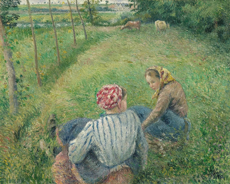 Maalaistyttöjen lepo Pontoisen lähellä - Camille Pissarro