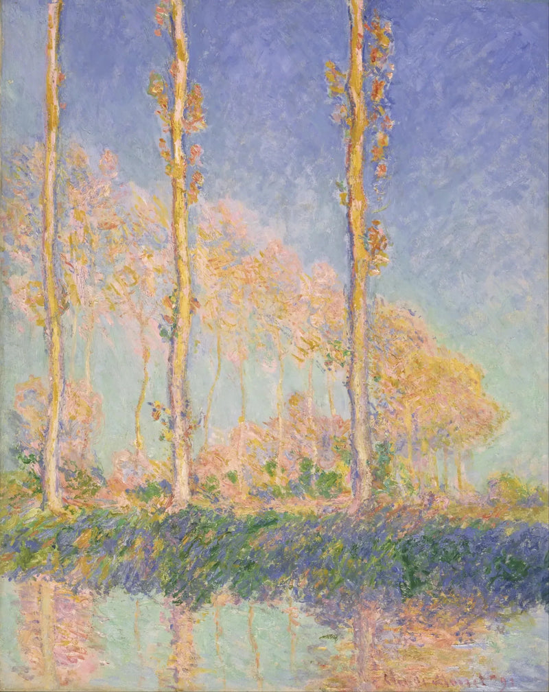 Haavat, kolme vaaleanpunaista puuta, syksy - Claude Monet