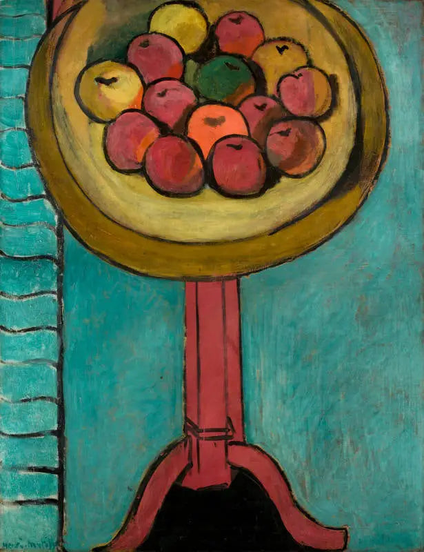 Omenat pöydällä, vihreällä taustalla - Henri Matisse