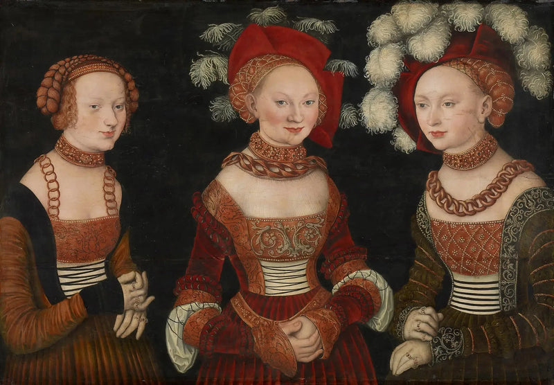 Syybille-prinsessat (1515-1592), Émilie (1516-1591) ja Sidonie (1518-1575) Sachsen - Lucas Cranach vanhempi