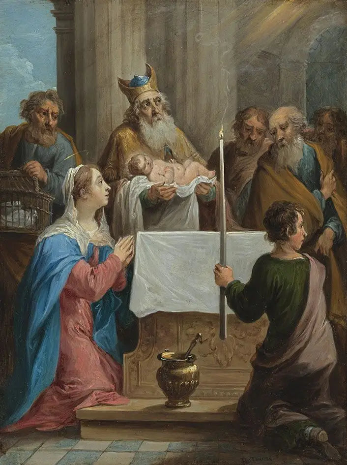 Viisitoista rukouskukan salaisuutta: Simo ja Jeesus-lapsi temppelissä - David Teniers nuorempi