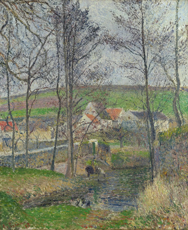 Viosnen rannat Osnyssä harmaassa säässä, talvi - Camille Pissarro