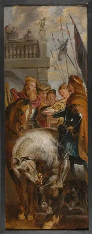 Kuningas Clotaire ja Dagobert riitelevät sanansaattajan kanssa - Peter Paul Rubens
