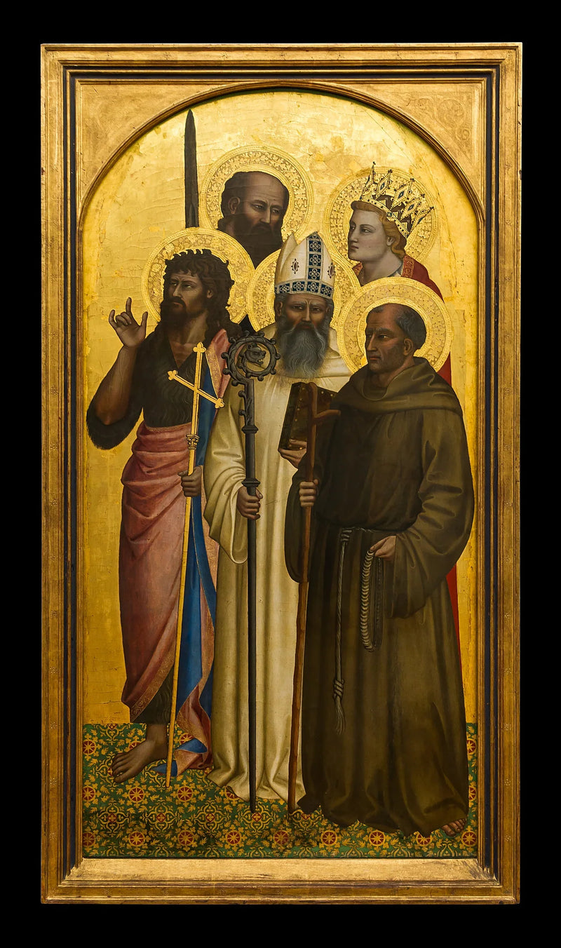 Pyhät Jean Baptiste, Gilles, Gérard, Paul ja Catherine (Miniato?) - Nardo di Cione
