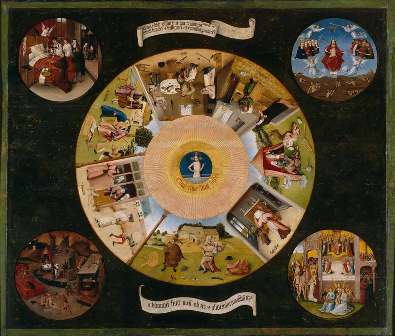 Seitsemän kuolemansyntiä ja neljä viimeistä ihmisaskeletta - Hieronymus Bosch