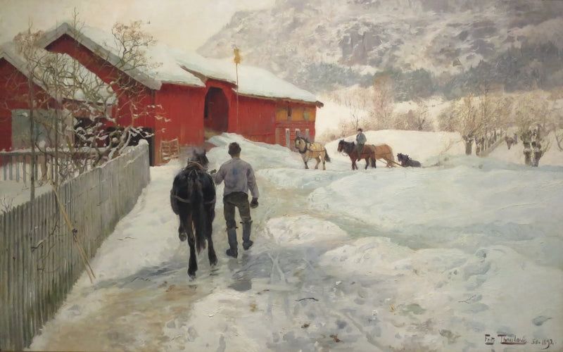 Puutavara-autoilijat menevät kotiin - Frits Thaulow