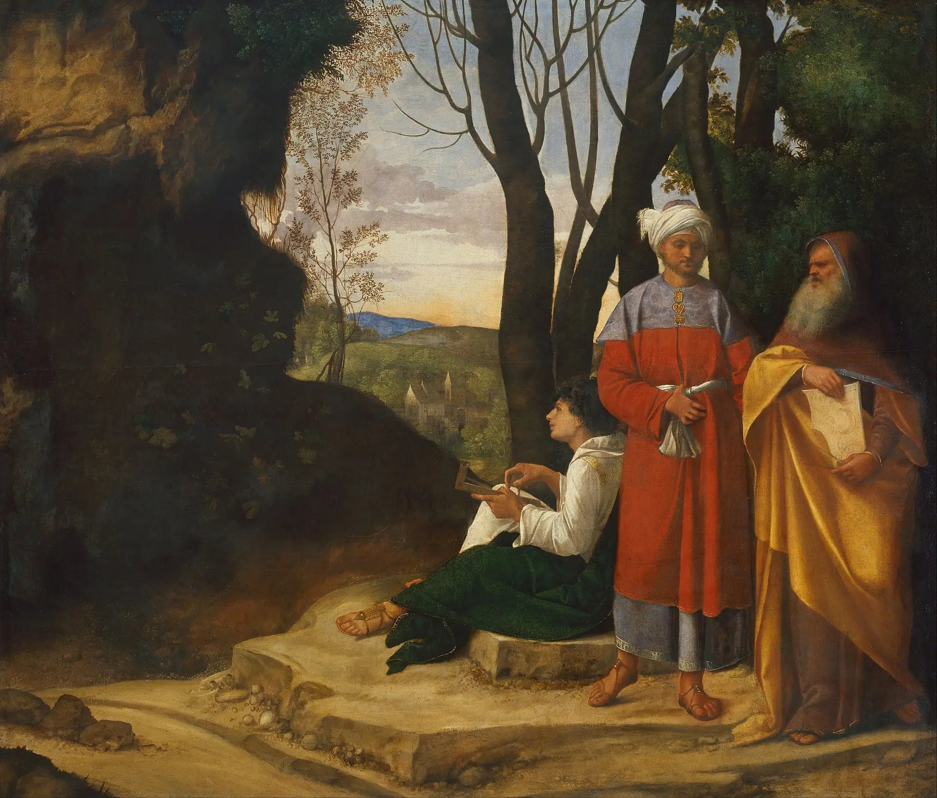 Les Trois Philosophes - Giorgione image 1 copie peinte à la main à l’huile