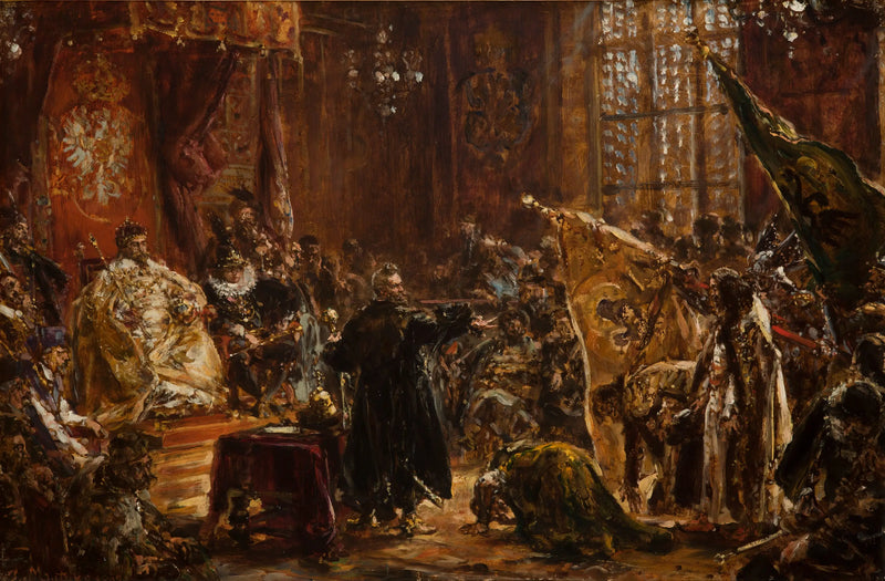 Tsaarit Chouïski, jotka Żółkiewski toi Varsovan Seimille Zygmunt III:n eteen - Jan Matejko