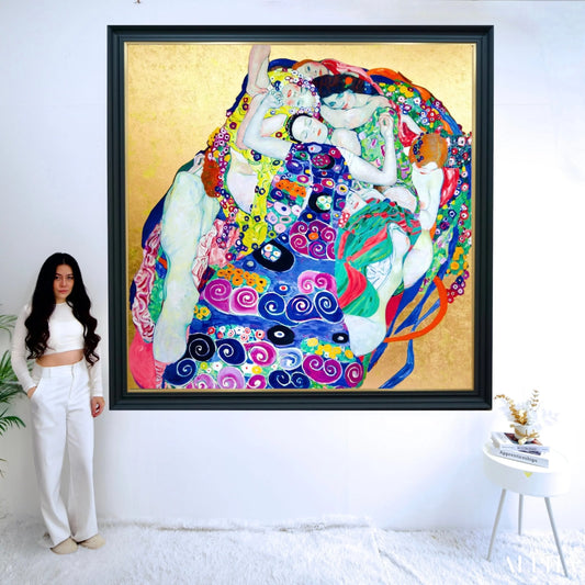 Les Vierges – Une Œuvre Réimaginée de Gustav Klimt par Master Apollon | 200 x 200 cm Reproductions de tableaux à la