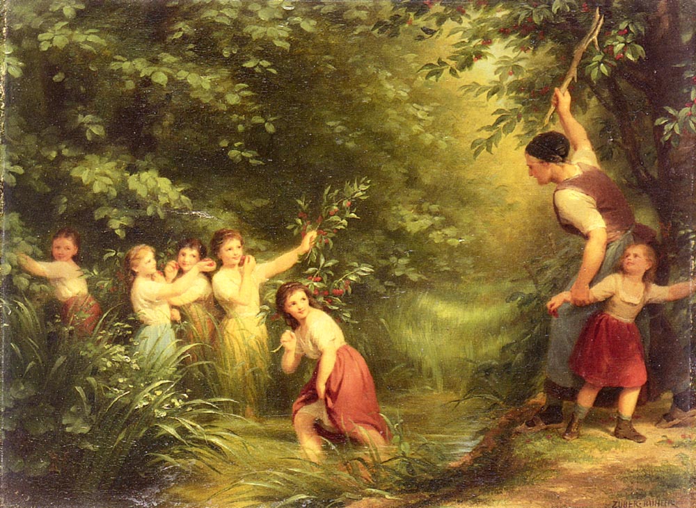 Les voleurs de cerises - Fritz Zuber-Buhler image 1 reproduction d’œuvre d’art à l’huile