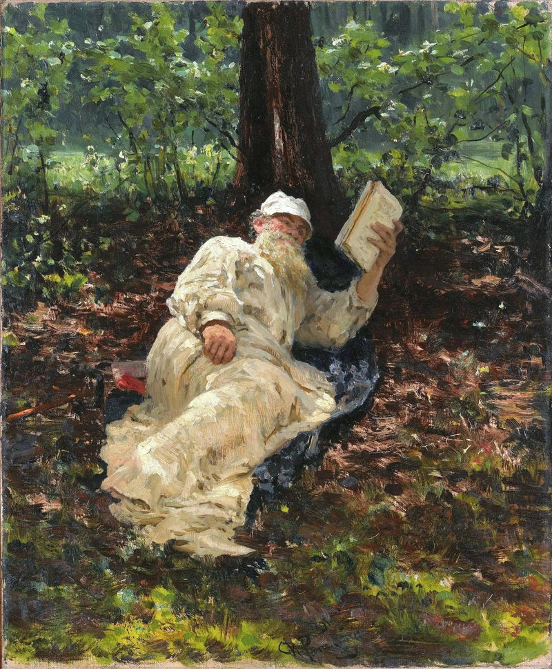 Lev Nikolaïevitch Tolstoï lepää metsässä. - Ilya Repin