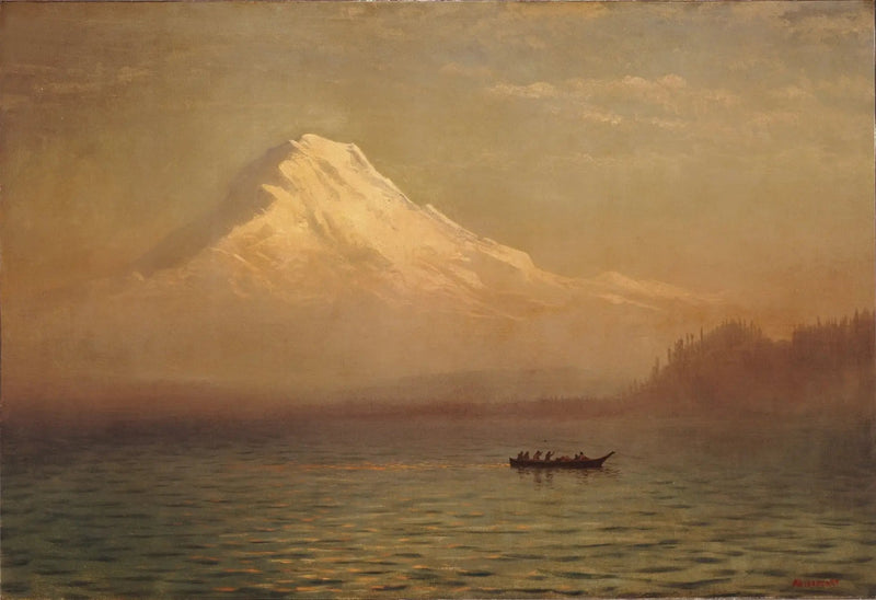 Auringonnousu Tacoma-vuorella - Albert Bierstadt