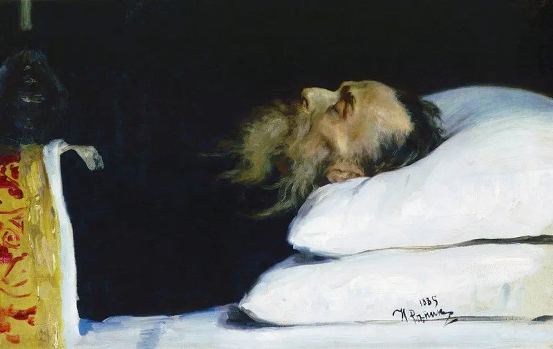 Historioitsija Nikolaï Ivanovitch Kostomarov arkussaan. - Ilya Repin