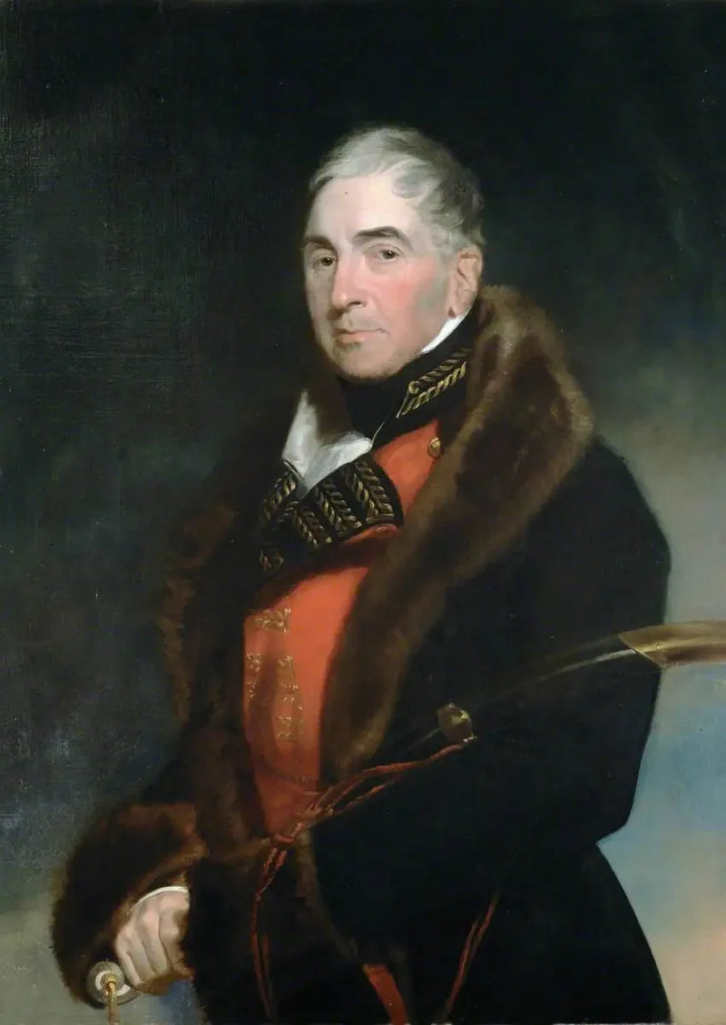 Kenraalimajuri (myöhemmin kenraali) Thomas Graham (1748–1843), baron Lynedoch, jolla on turkistakilla vuorattu yläosa yleisesikuntaupseerin univormun päällä - Thomas Lawrence