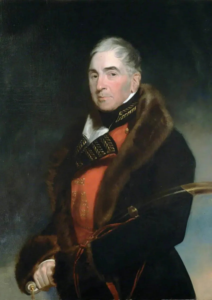 Kenraalimajuri (myöhemmin kenraali) Thomas Graham (1748–1843), baron Lynedoch, jolla on turkistakilla vuorattu yläosa yleisesikuntaupseerin univormun päällä - Thomas Lawrence