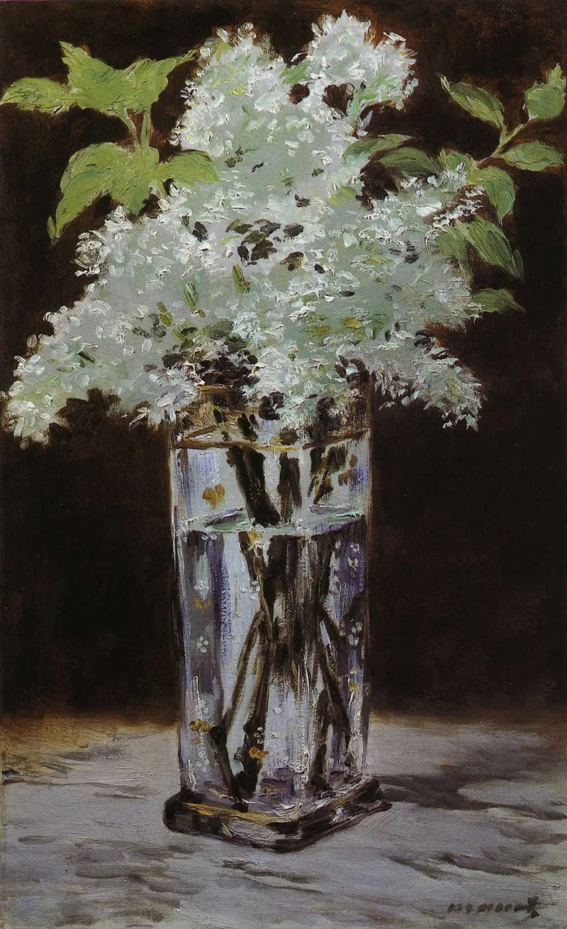 Valkoinen syreeni kristallivasessa - Édouard Manet