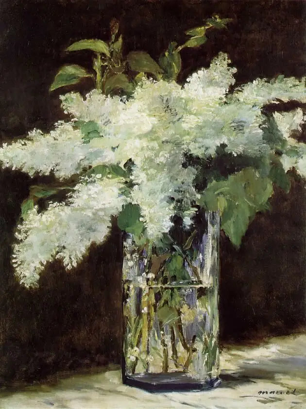 Valkoiset syreenit lasiastiassa - Édouard Manet
