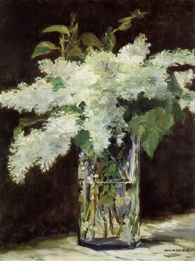 Valkoiset syreenit lasiastiassa - Édouard Manet