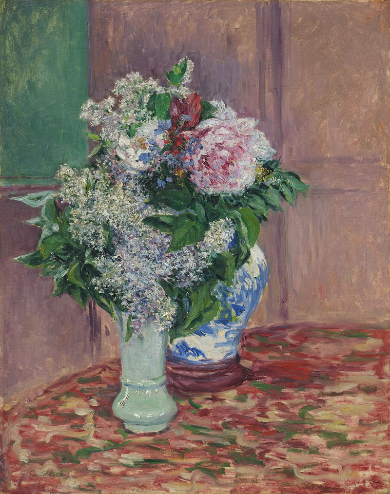 Syreeni ja pionit kahdessa maljakossa - Gustave Caillebotte