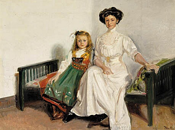 Lillan Zahle ja hänen tyttärensä Wanda Zahle. -Michael Peter Ancher