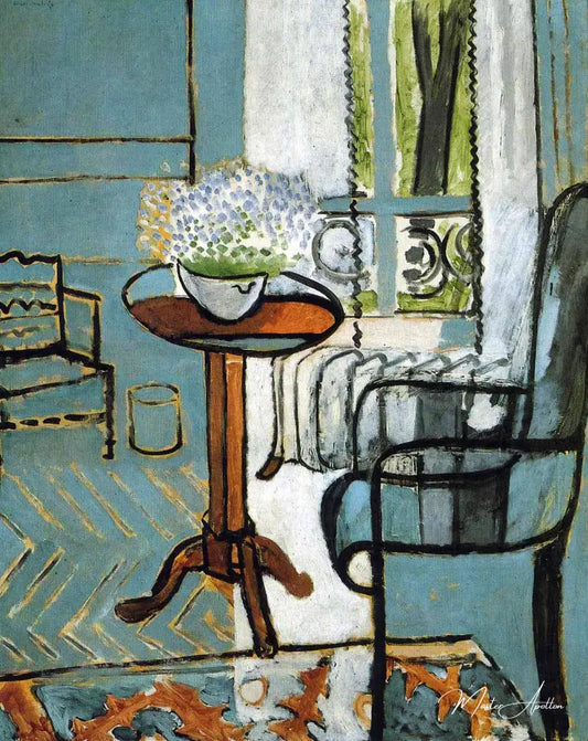 L'intérieur de la fenêtre avec des myosotis - Matisse - Reproductions de tableaux et peintures haut de gamme