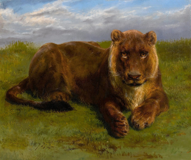 Lionne poseeraamassa - Rosa Bonheur