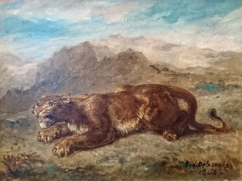 Leijona valmiina hyppäämään - Eugène Delacroix