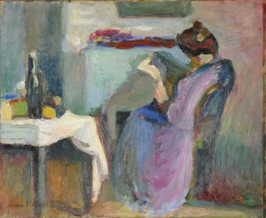 Violetti mekko päällä oleva lukija - Henri Matisse