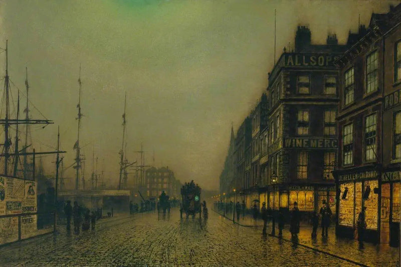 Liverpool Quay auringonvalossa - John Atkinson Grimshaw
