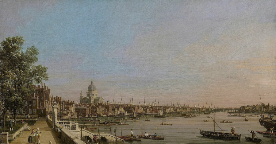 Lontoo ja Thames näkymät Somerset House -terassilta, kohti Pyhän Paavalin katedraalia - Canaletto