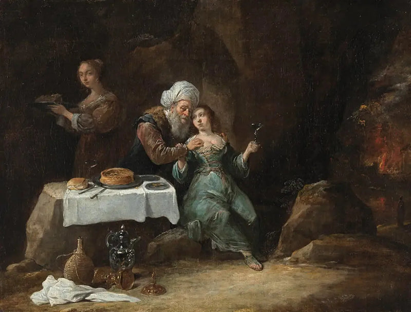 Juopunut lauma tyttäriensä kanssa (1. Moos. 19:33) - David Teniers nuorempi