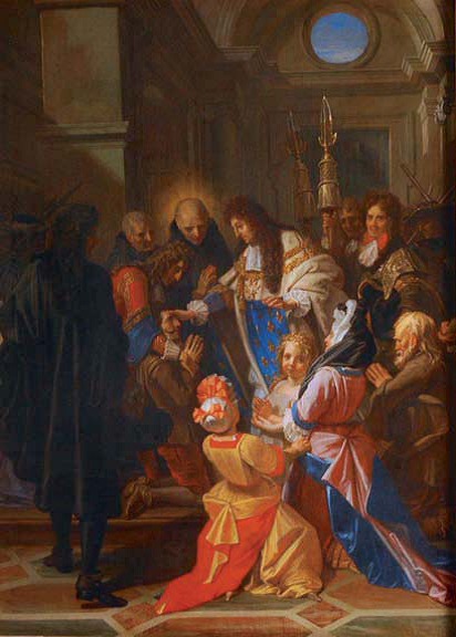 Louis XIV koskettaa kurkkutautia sairaita - Jean-Baptiste Jouvenet