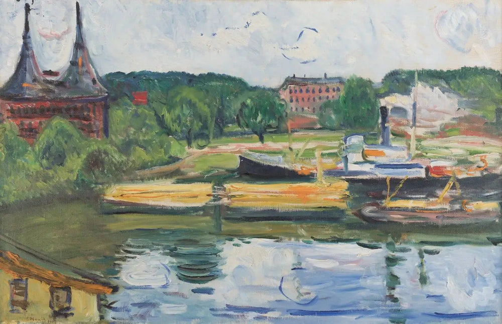 Lübeck avec la Holstentor - Edvard Munch image 1 reproduction artisanale de tableau