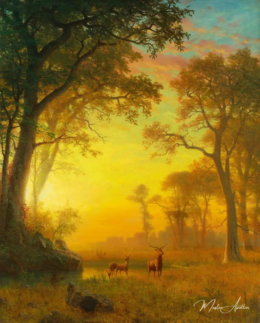 Lumière dans la forêt - Albert Bierstadt - Reproductions de tableaux et peintures haut de gamme