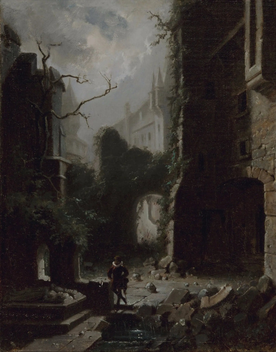 Ruines d’un château au clair de lune de Carl Spitzweg