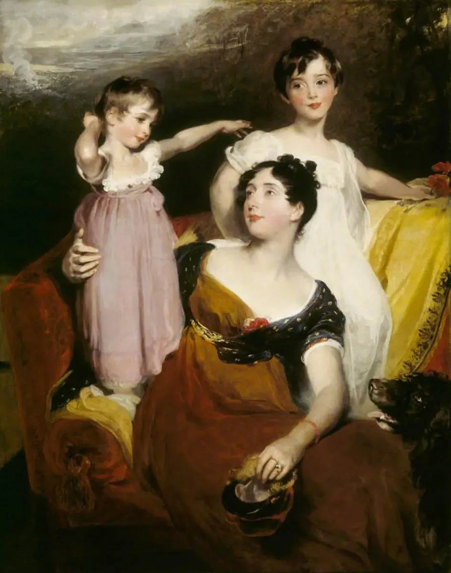 Lydia Elizabeth Hoare, Lady Acland (1786-1856) hänen kahden poikansa Thomasin, myöhemmin 11. Bt:n (1809-1898) ja Arthurin (1811-1857) kanssa - Thomas Lawrence