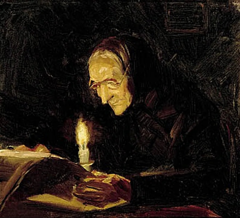 Äitini kynttilänvalossa. - Anna Ancher